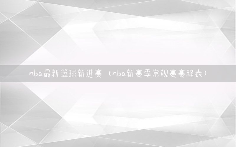 nba最新篮球新进赛（nba新赛季常规赛赛程表）